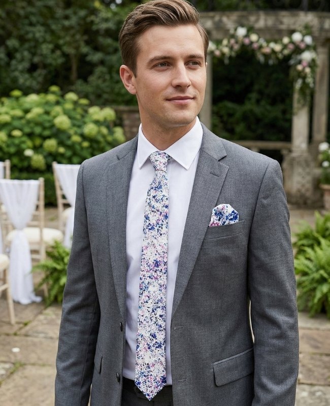 Cravatta Liberty Bianco n°1 Uomo in Cotone «Charles»
