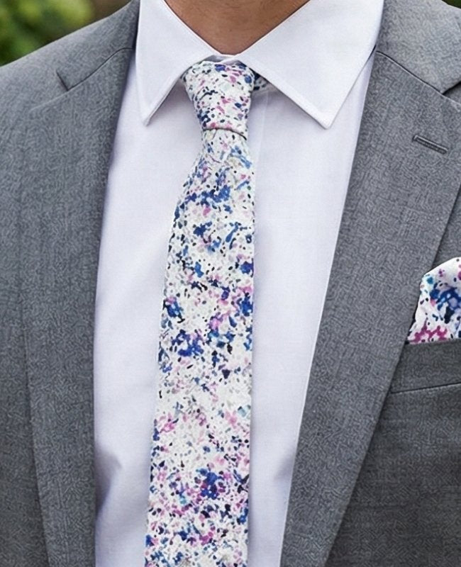 Cravatta Liberty Bianco n°1 Uomo in Cotone «Charles»