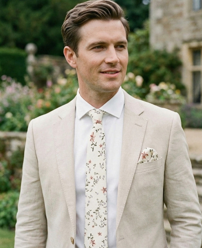 Cravatta Liberty Bianco n°8 Uomo in Cotone «Charles»