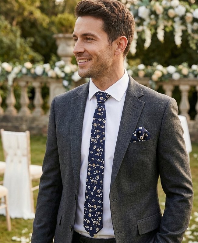 Cravatta Liberty Blu n°13 Uomo in Cotone «Gaspard»