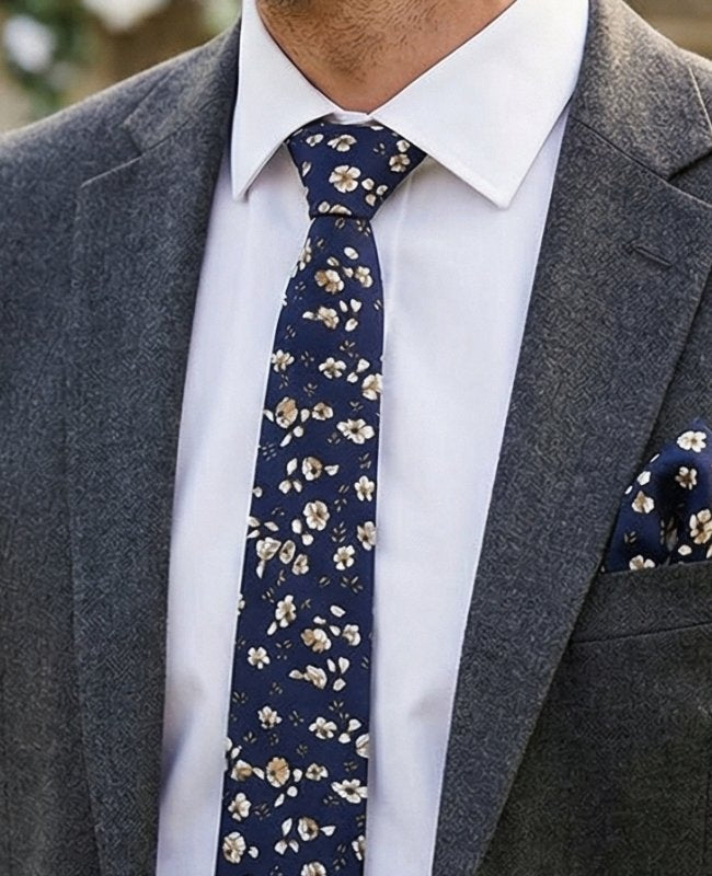 Cravatta Liberty Blu n°13 Uomo in Cotone «Gaspard»