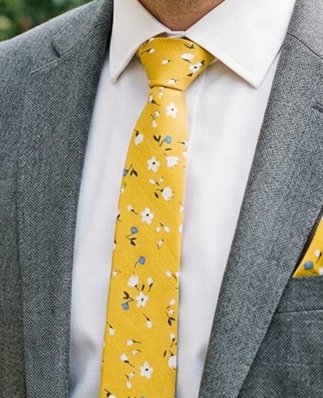 Cravatta Liberty Giallo Uomo in Cotone «Gaspard»