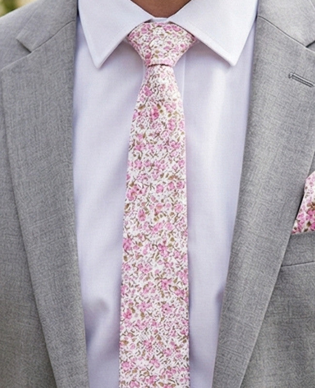 Cravatta Liberty Rosa n°4 Uomo in Cotone «Gaspard»