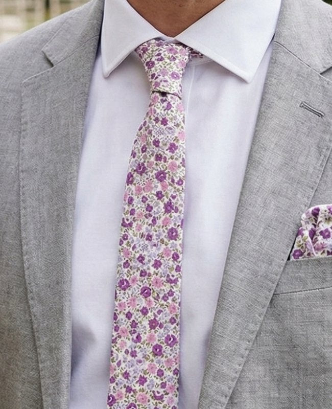 Cravatta Liberty Viola Uomo in Cotone «Gaspard»