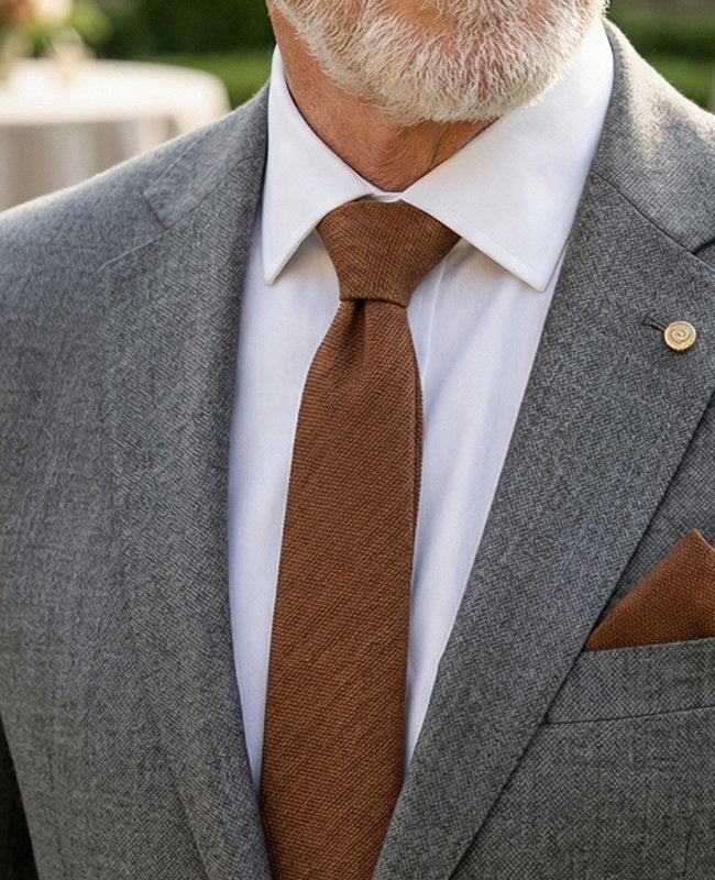 Cravatta Marrone n°1 Uomo in Lino «Basile»