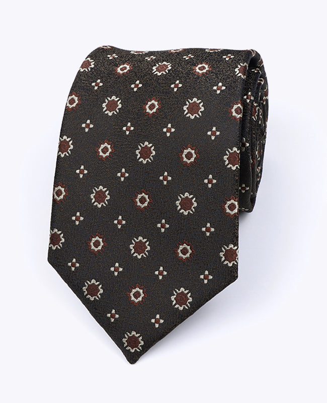 Cravatta Marrone n°1 Fantasia Uomo in Poliestere «Edmond»