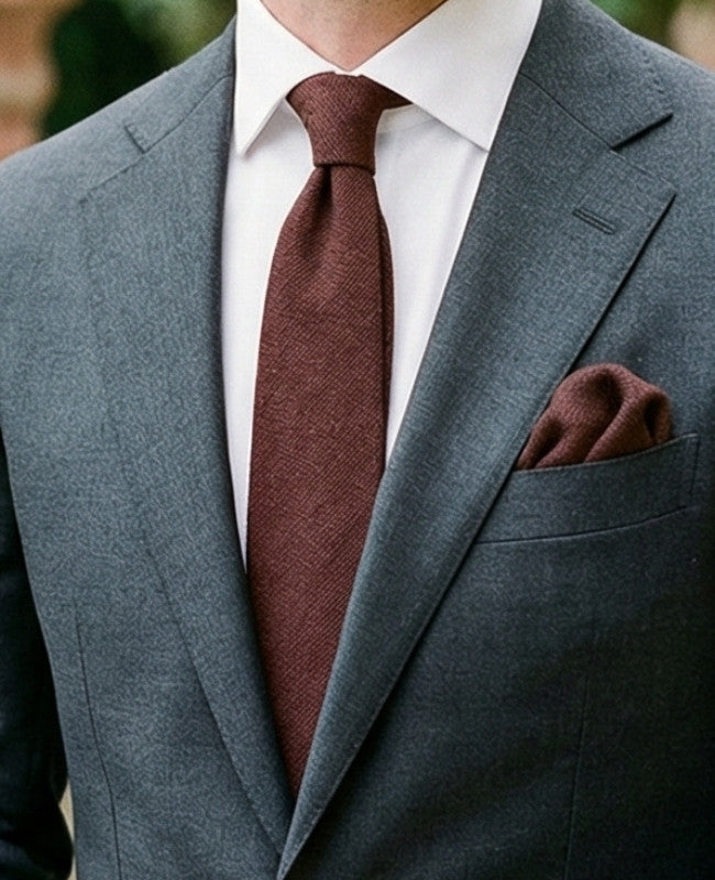 Cravatta Marrone n°2 Uomo in Lino «Basile»