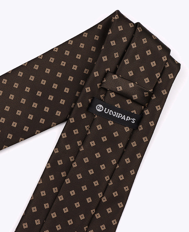 Cravatta Marrone n°2 Fantasia Uomo in Poliestere «Edmond»