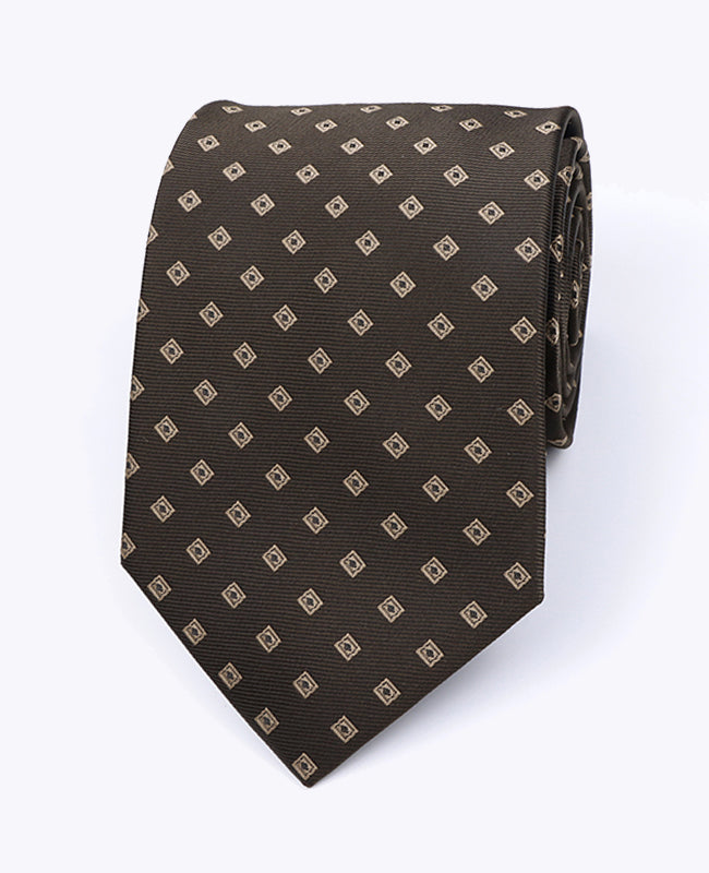 Cravatta Marrone n°2 Fantasia Uomo in Poliestere «Edmond»