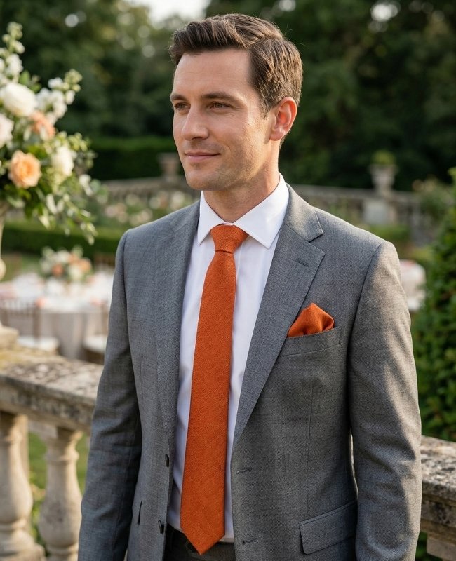 Cravatta Terracotta n°1 Uomo in Effetto Velluto «Simon»