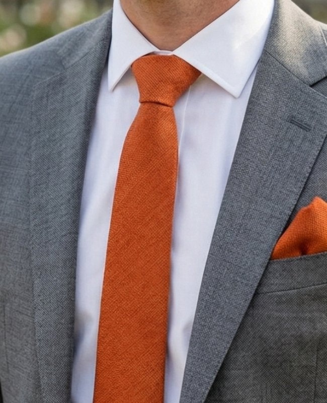 Cravatta Terracotta n°1 Uomo in Effetto Velluto «Simon»