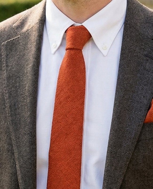 Cravatta Terracotta n°2 Uomo in Effetto Velluto «Simon»