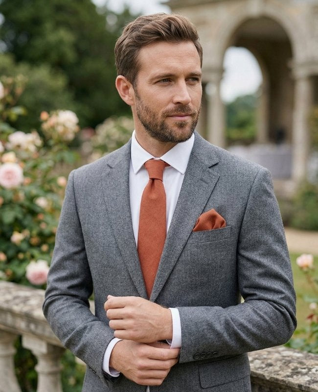 Cravatta Terracotta n°3 Uomo in Effetto Velluto «Simon»