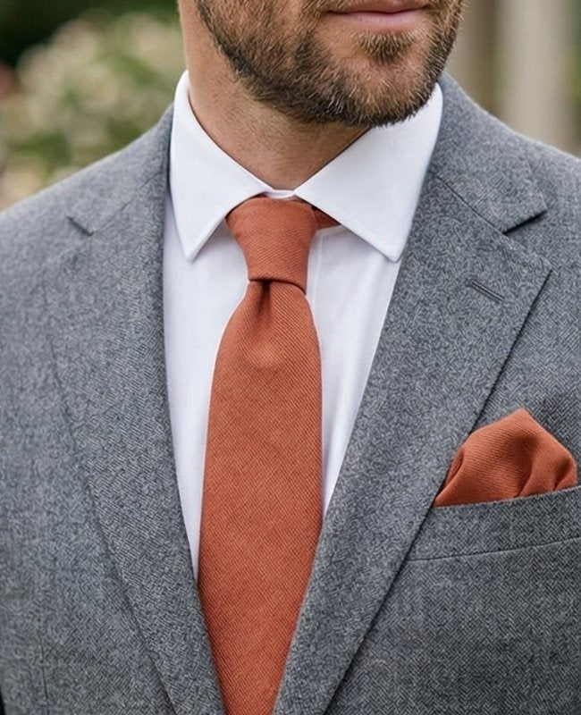 Cravatta Terracotta n°3 Uomo in Effetto Velluto «Simon»