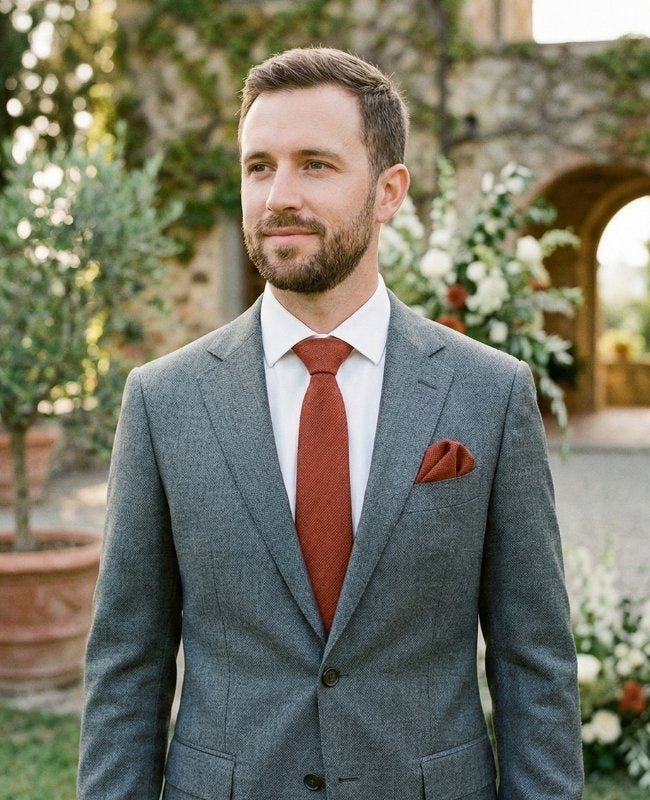 Cravatta Terracotta Uomo in Cotone «Edgard»