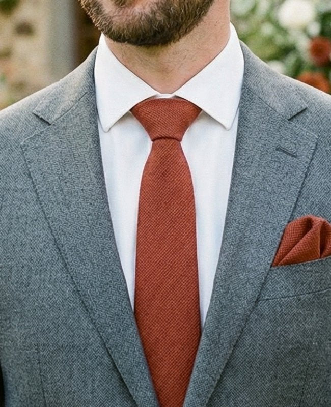 Cravatta Terracotta Uomo in Cotone «Edgard»