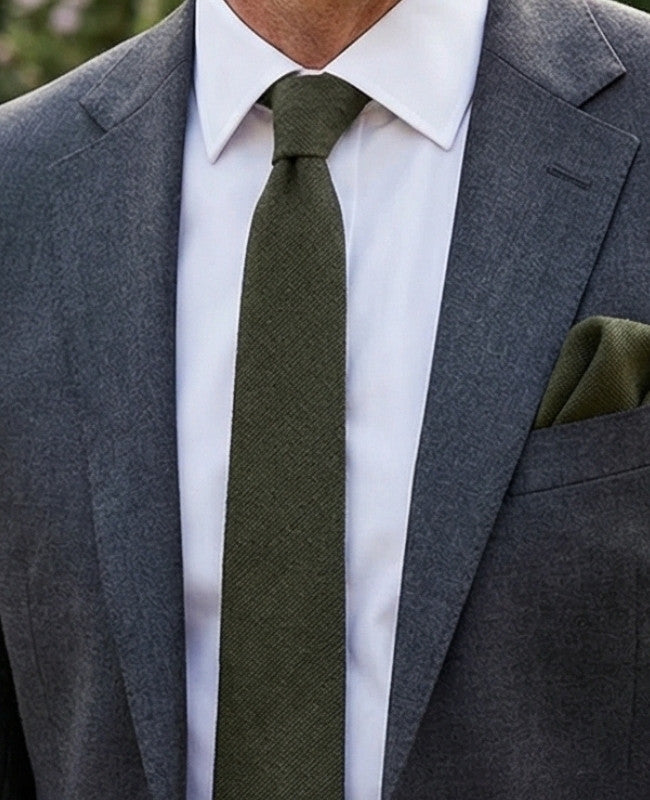 Cravatta Verde n°1 Uomo in Lino «Basile»