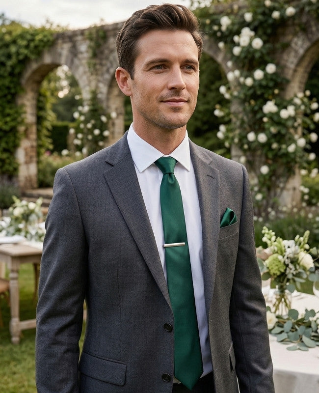 Cravatta Verde n°1 Uomo in Poliestere «Jules»