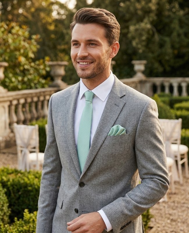 Cravatta Verde n°1 Uomo in Poliestere «Lucien»