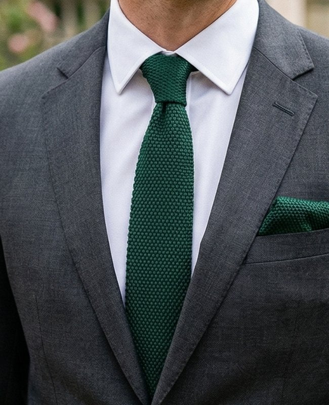 Cravatta Verde n°1 Uomo in Maglia «Léon»