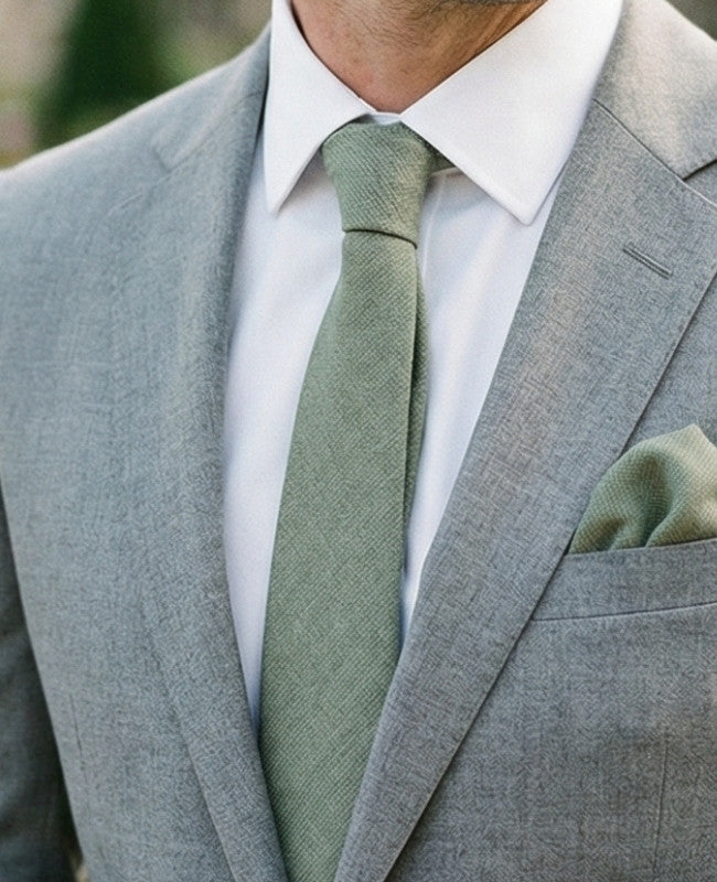 Cravatta Verde n°2 Uomo in Cotone «Edgard»