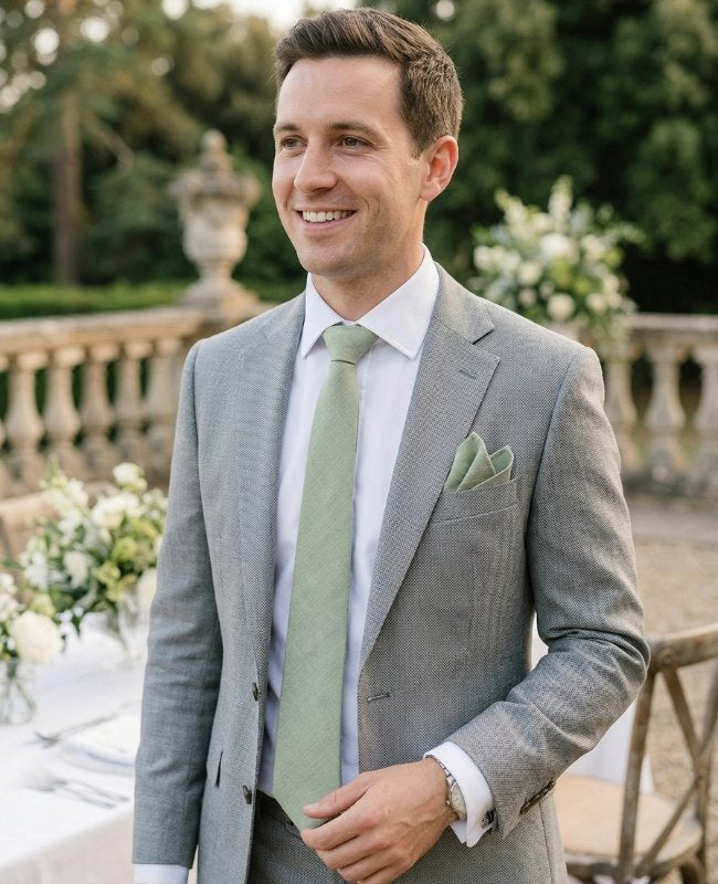 Cravatta Verde n°2 Uomo in Cotone «Oscar»