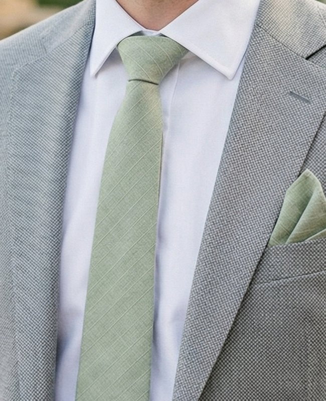Cravatta Verde n°2 Uomo in Cotone «Oscar»