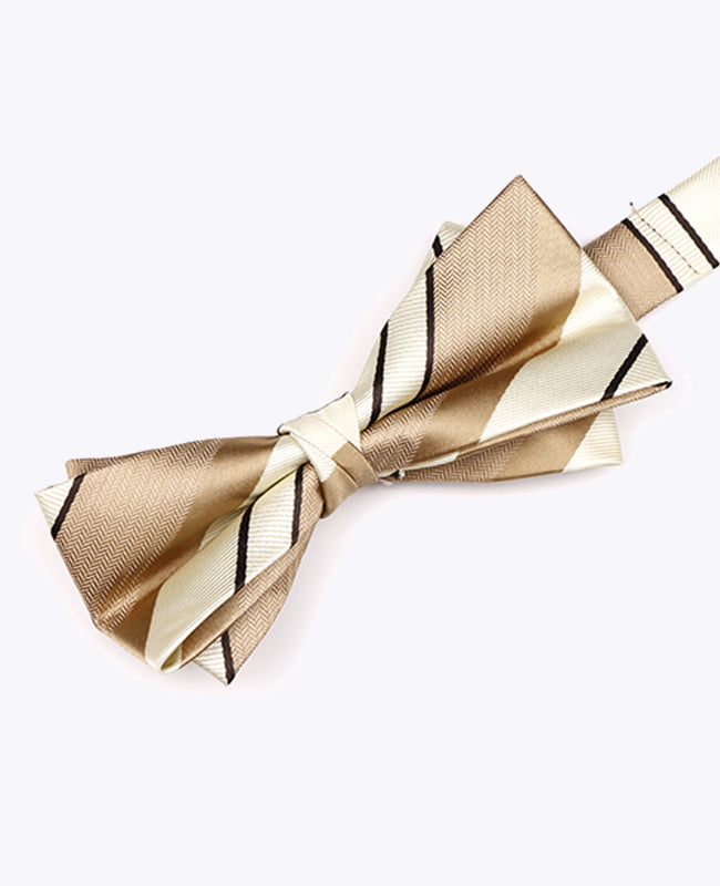 Papillon Beige n°1 A Righe Uomo in Poliestere «Edmond»