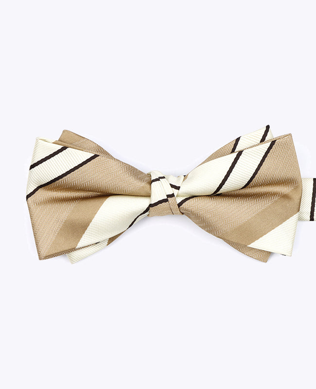 Papillon Beige n°1 A Righe Uomo in Poliestere «Edmond»