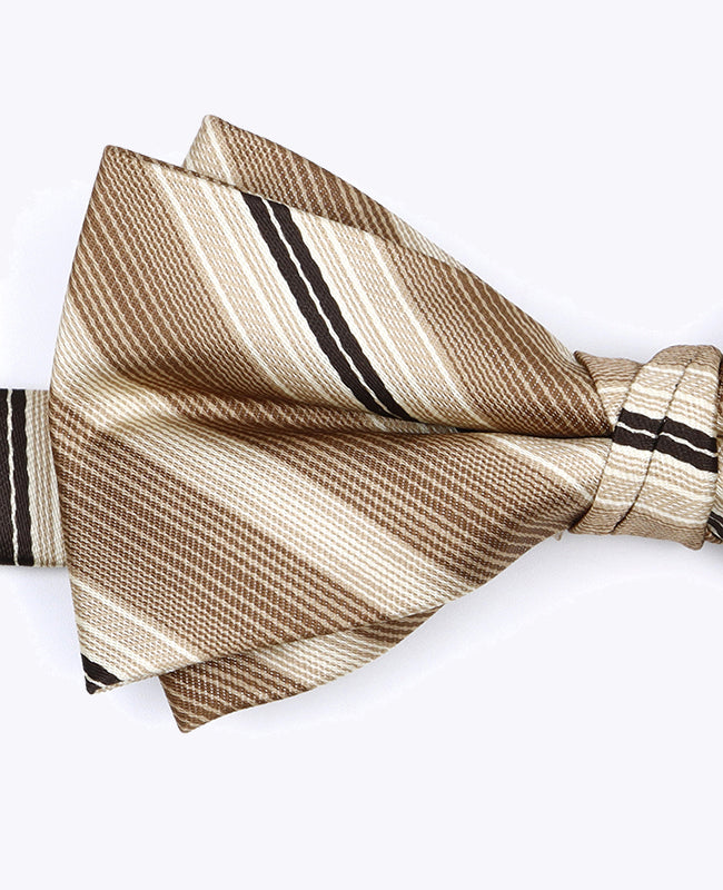 Papillon Beige n°2 A Righe Uomo in Poliestere «Edmond»