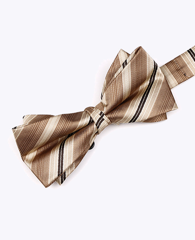 Papillon Beige n°2 A Righe Uomo in Poliestere «Edmond»