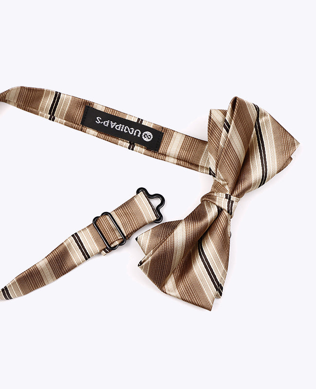 Papillon Beige n°2 A Righe Uomo in Poliestere «Edmond»