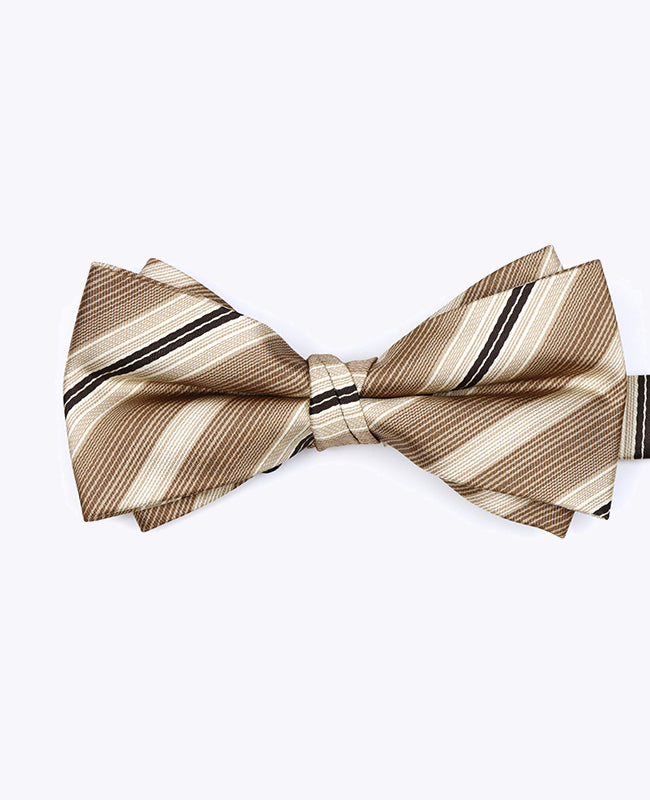 Papillon Beige n°2 A Righe Uomo in Poliestere «Edmond»