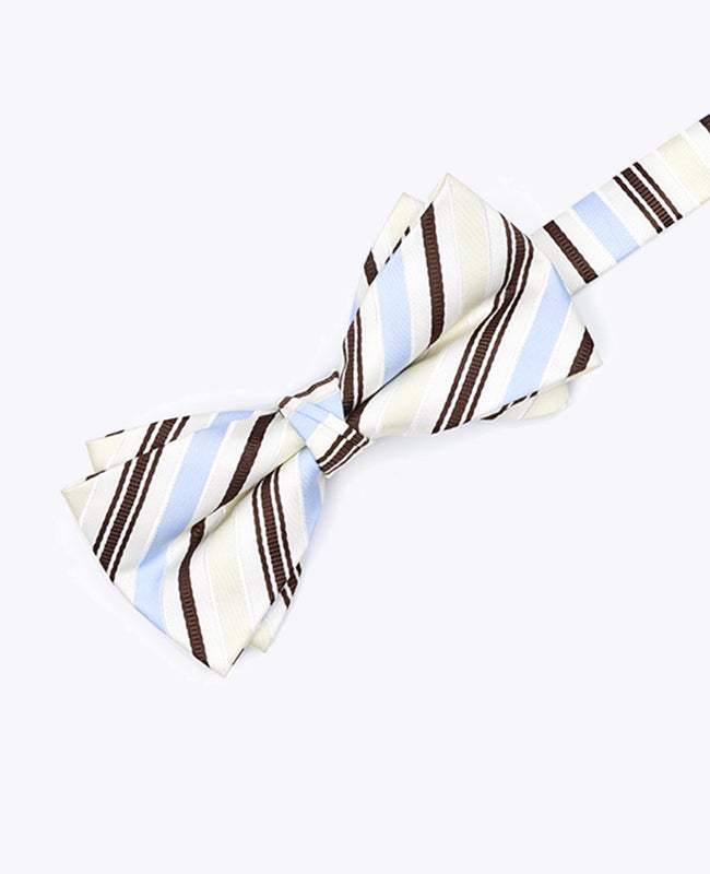 Papillon Bianco A Righe Uomo in Poliestere «Edmond»