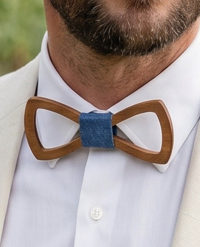 Papillon Blu Uomo in Legno «Émile»