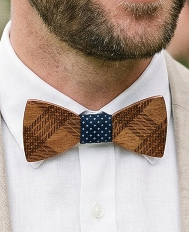 Noeud Papillon Bleu Homme en Bois «Hector»