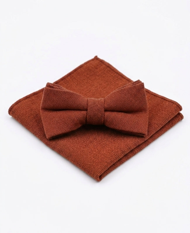 Papillon Bambini + Fazzoletto da taschino Terracotta in Cotone «Edgard»