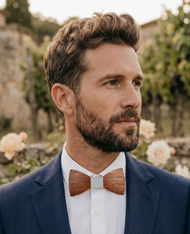 Papillon Grigio Uomo in Legno «Arsène»