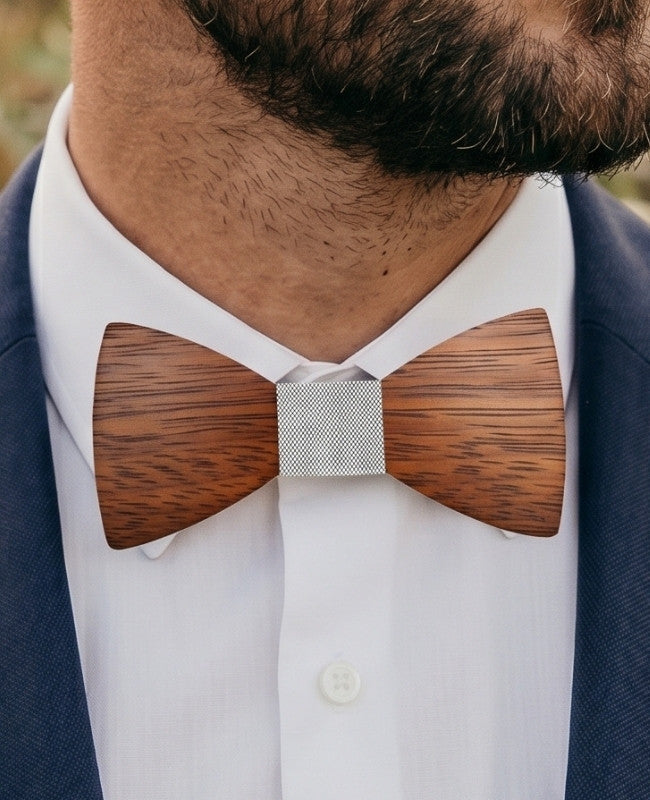 Papillon Grigio Uomo in Legno «Arsène»