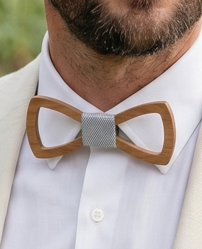 Papillon Grigio Uomo in Legno «Émile»