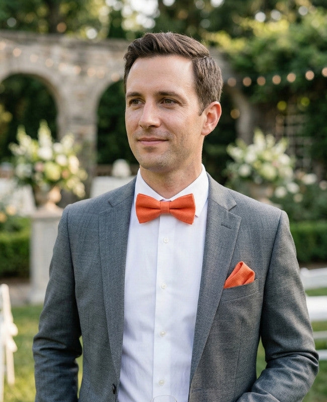 Noeud Papillon Orange n°1 Homme en Lin «Basile»