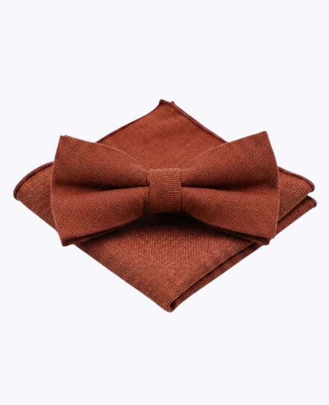 Papillon + Fazzoletto da taschino Terracotta Uomo in Cotone «Edgard»