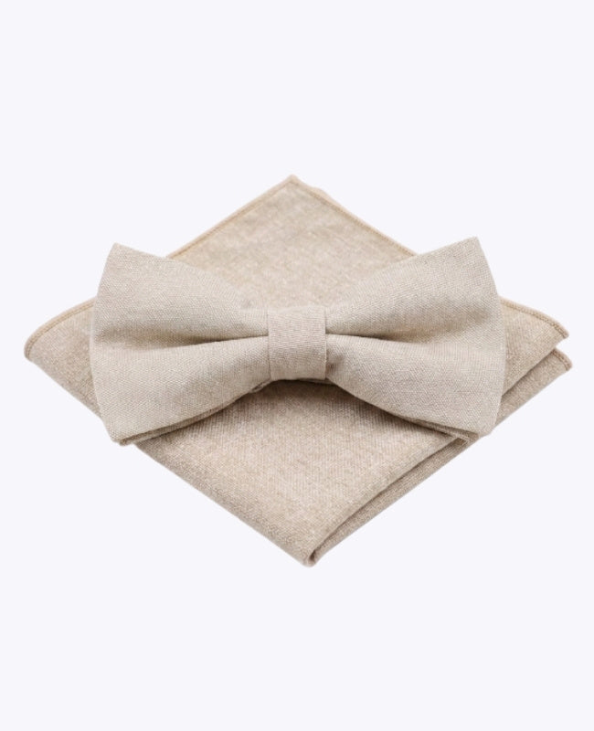 Papillon + Fazzoletto da taschino Beige Uomo in Cotone «Edgard»