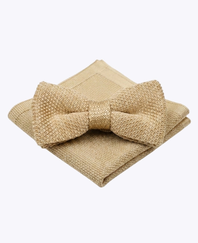 Papillon + Fazzoletto da taschino Oro Uomo in Maglia «Léon»