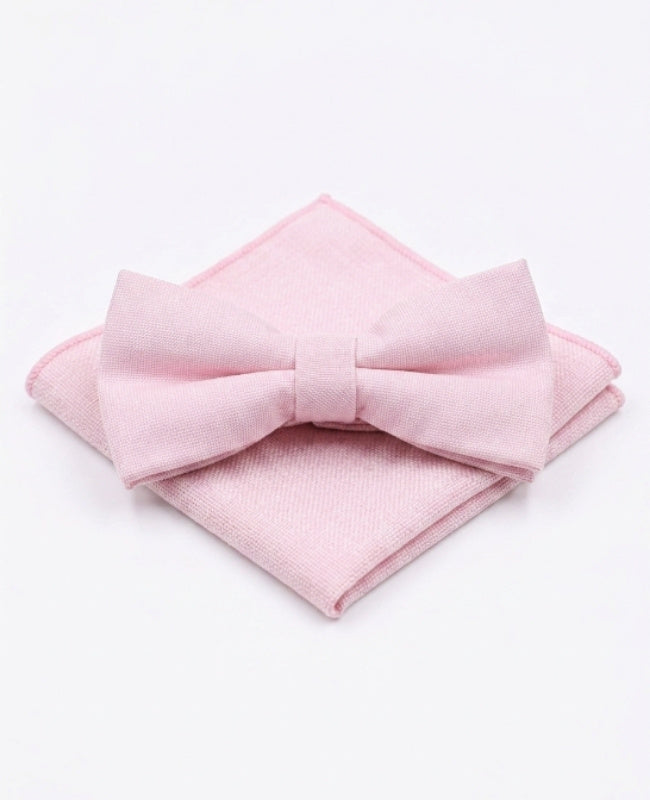 Papillon + Fazzoletto da taschino Rosa n°2 Uomo in Cotone «Edgard»