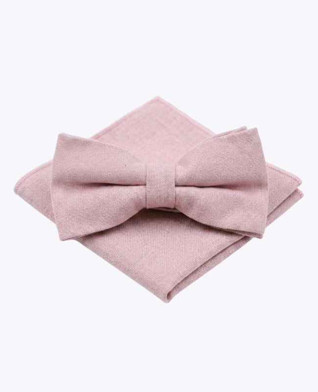 Papillon + Fazzoletto da taschino Rosa n°3 Uomo in Cotone «Edgard»