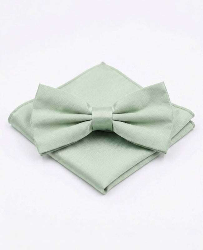 Papillon + Fazzoletto da taschino Verde n°1 Uomo in Poliestere «Anatole»