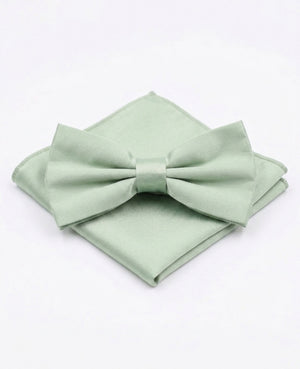 Papillon + Fazzoletto da taschino Verde n°1 Uomo in Poliestere «Anatole»