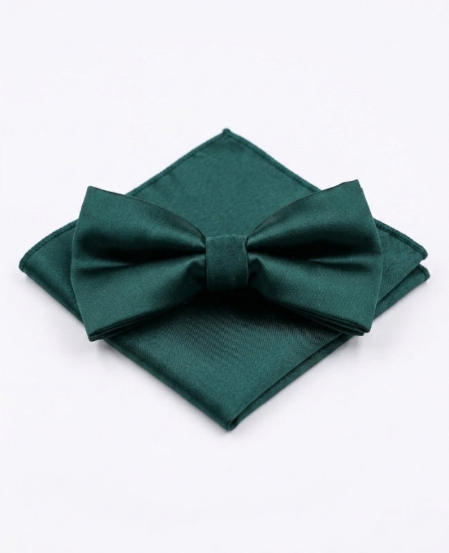 Papillon + Fazzoletto da taschino Verde n°1 Uomo in Poliestere «Jules»