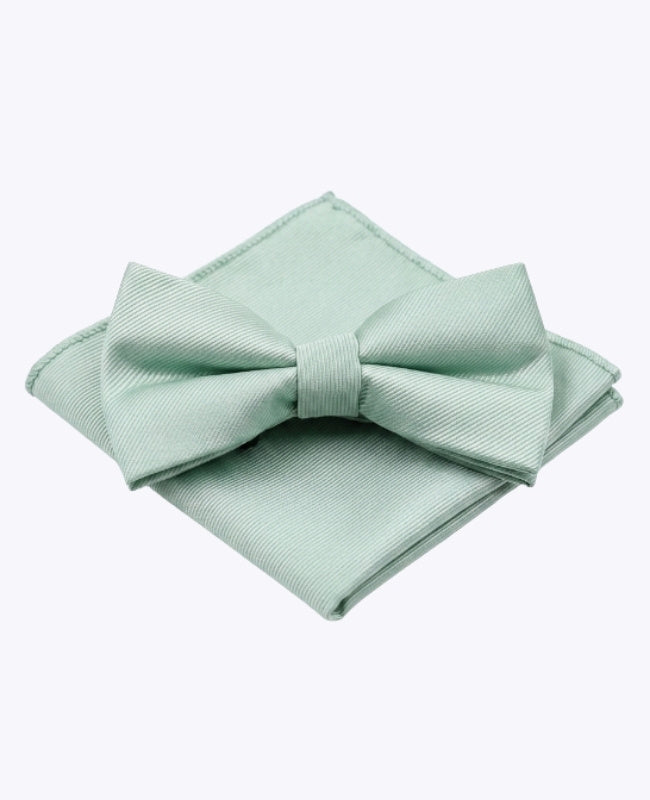 Papillon + Fazzoletto da taschino Verde n°1 Uomo in Poliestere «Lucien»